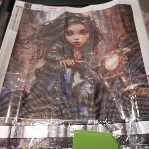 Diamond Art Paint Kit with Woman on Motorcycle 40x40